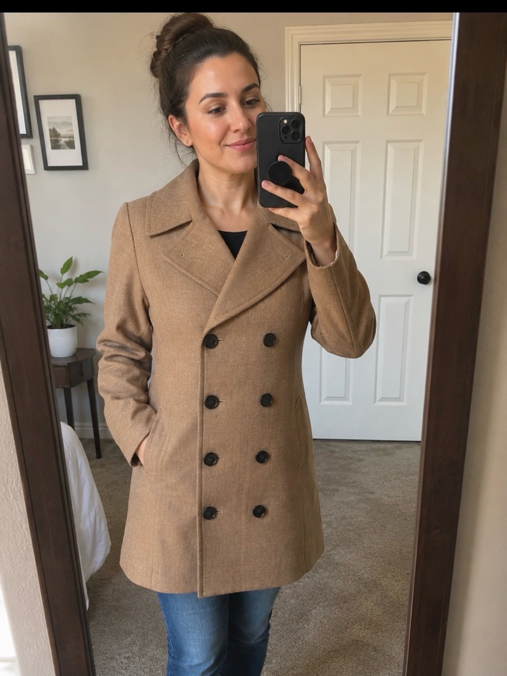 J Crew Women's Double Breasted Coat 100% Wool Peacoat Size 2 Classic